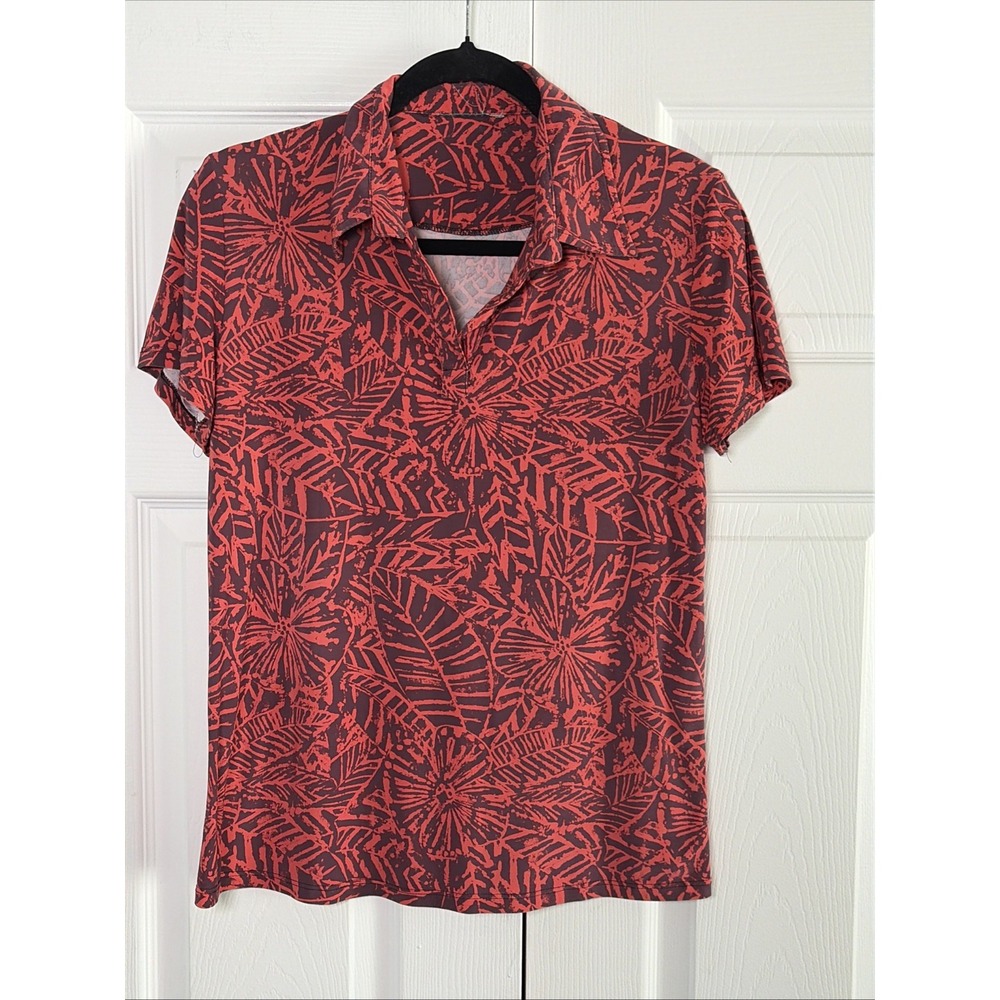 Batik Tropical Floral Hawaiian Shirt Mens Size M Red Maroon Aloha Y2K Iolani